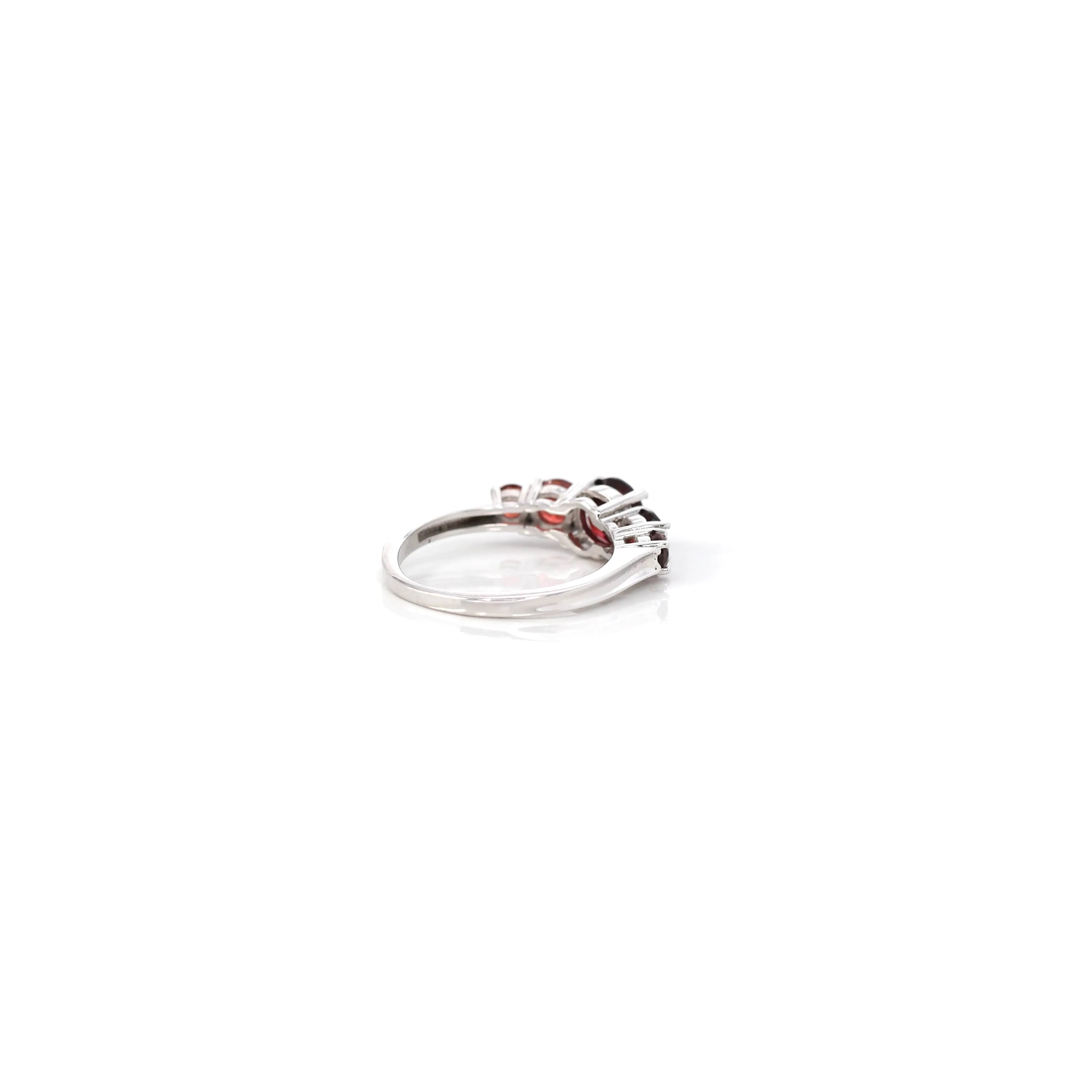 Sterling Silver Red Garnet Anniversary Band Ring