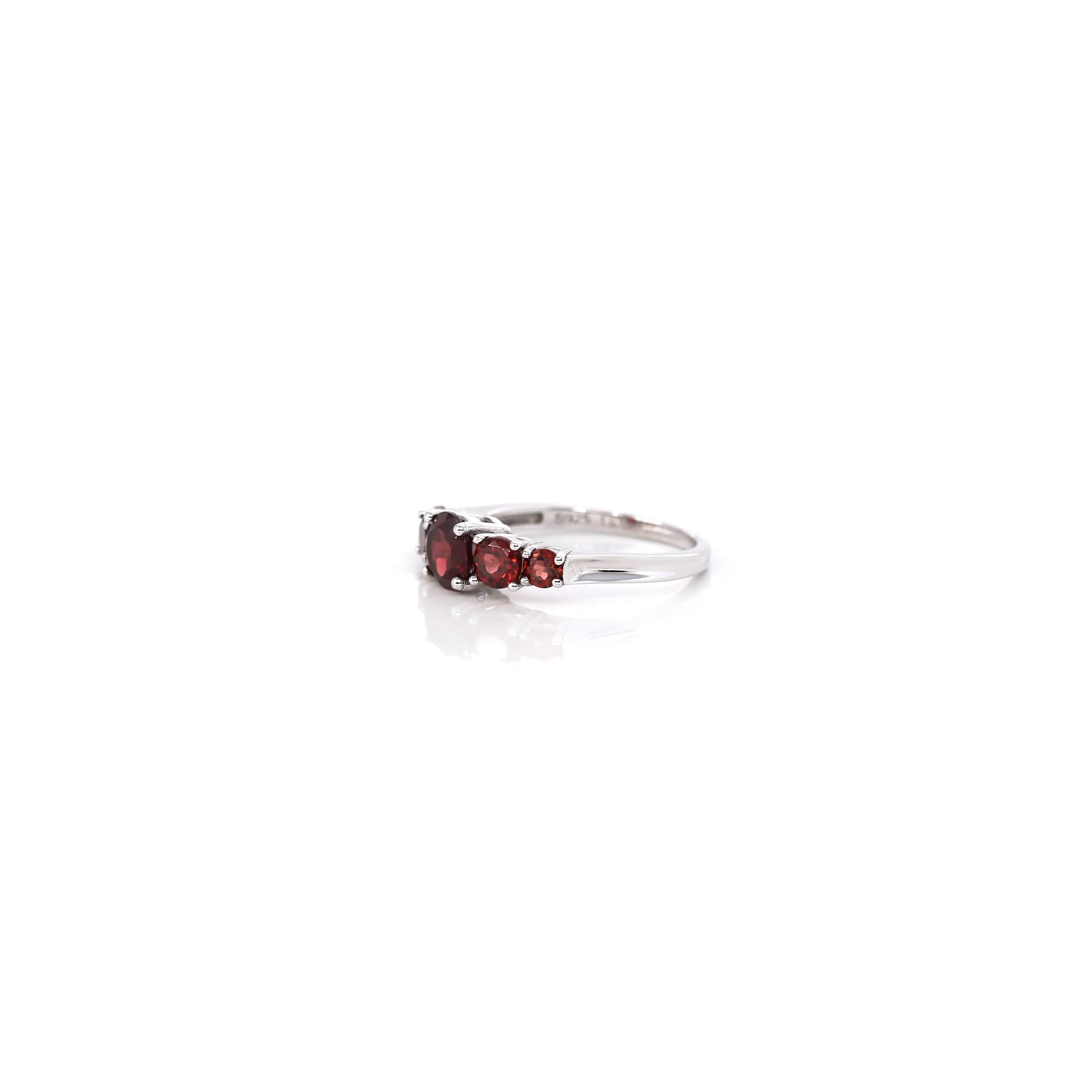 Sterling Silver Red Garnet Anniversary Band Ring