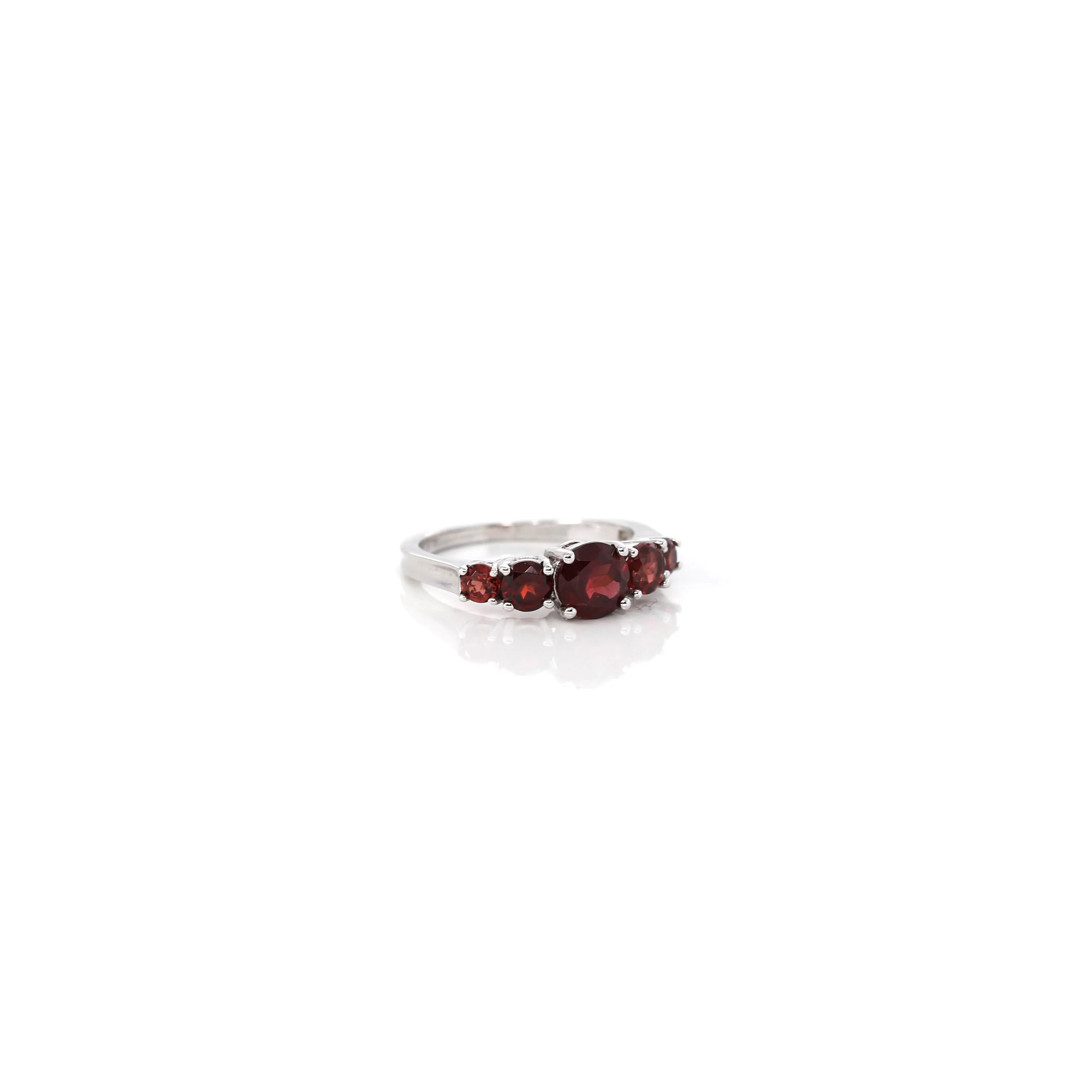 Sterling Silver Red Garnet Anniversary Band Ring