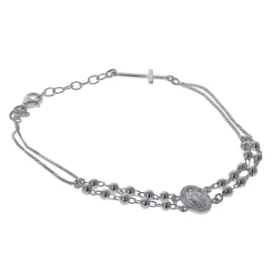 Sterling Silver Rosary Inspired Bracelet