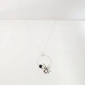 Sterling Silver Spider and Gemstone Black Spinel Layering Necklace