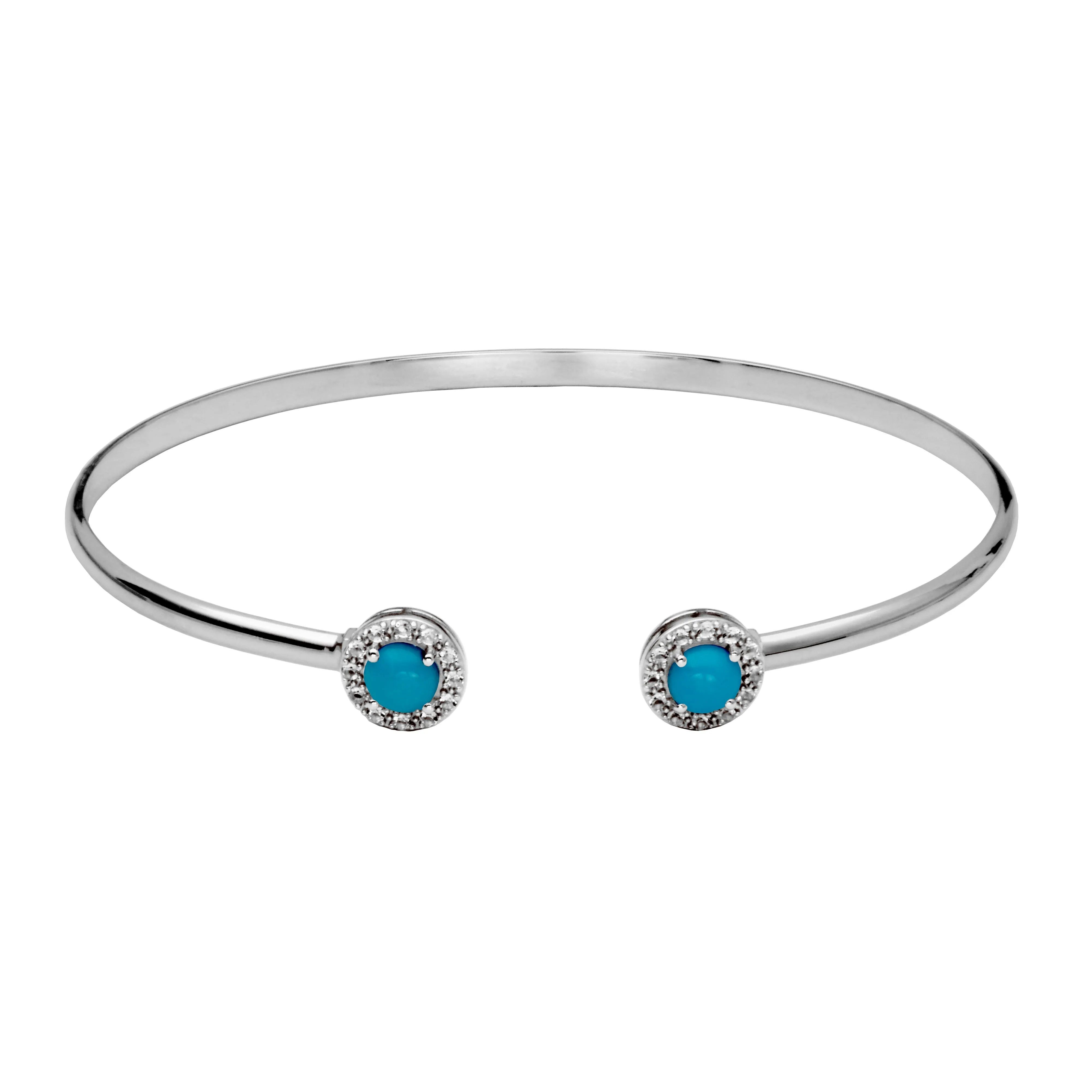 Sterling Silver Turquoise White Topaz Cuff Bracelet