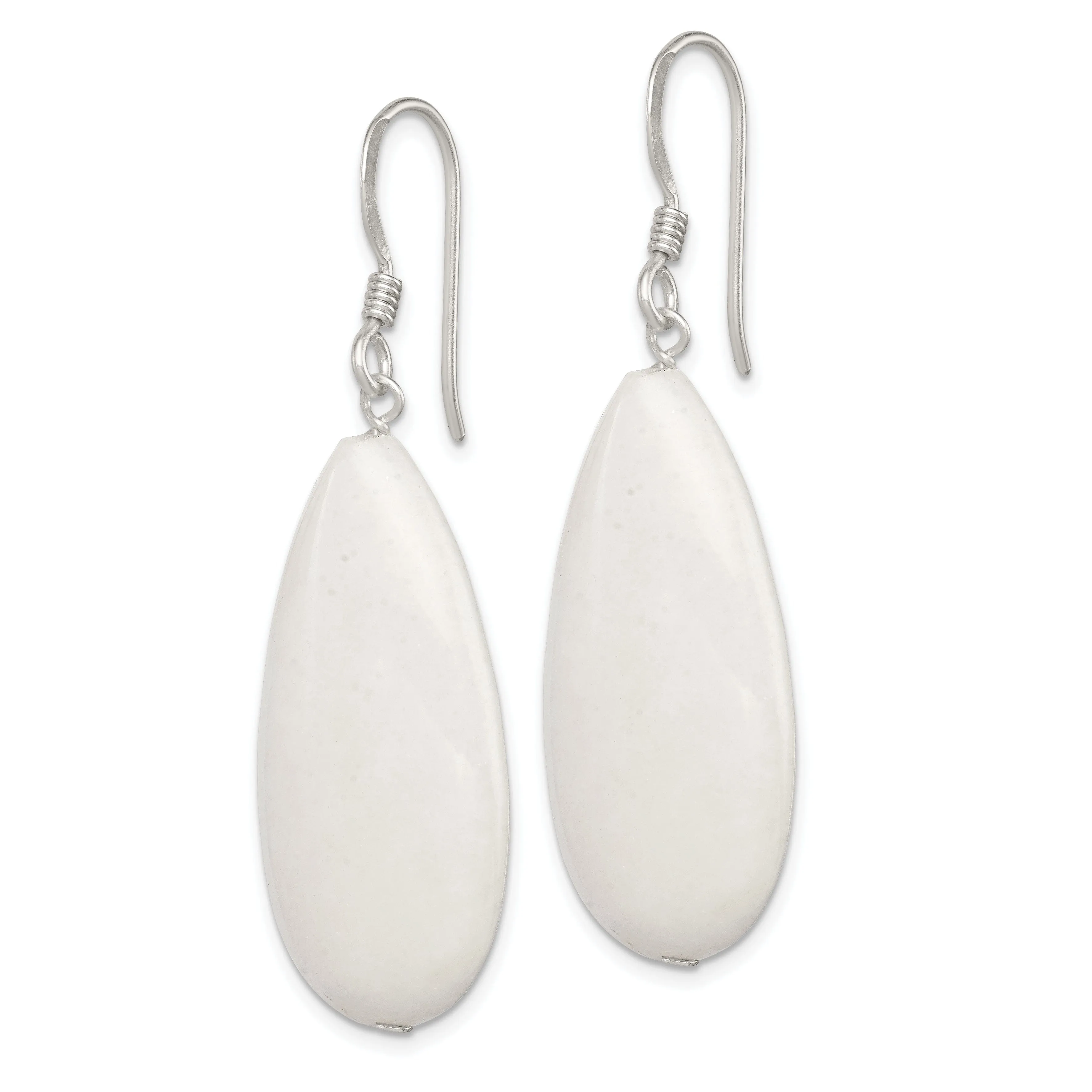 Sterling Silver White Jade Dangle Earrings