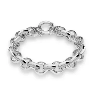 Sterling Silver Women's Heavy Belcher Bracelet - 11mm Round Chain, 8 Inches, 29.80g - Gift Box Included