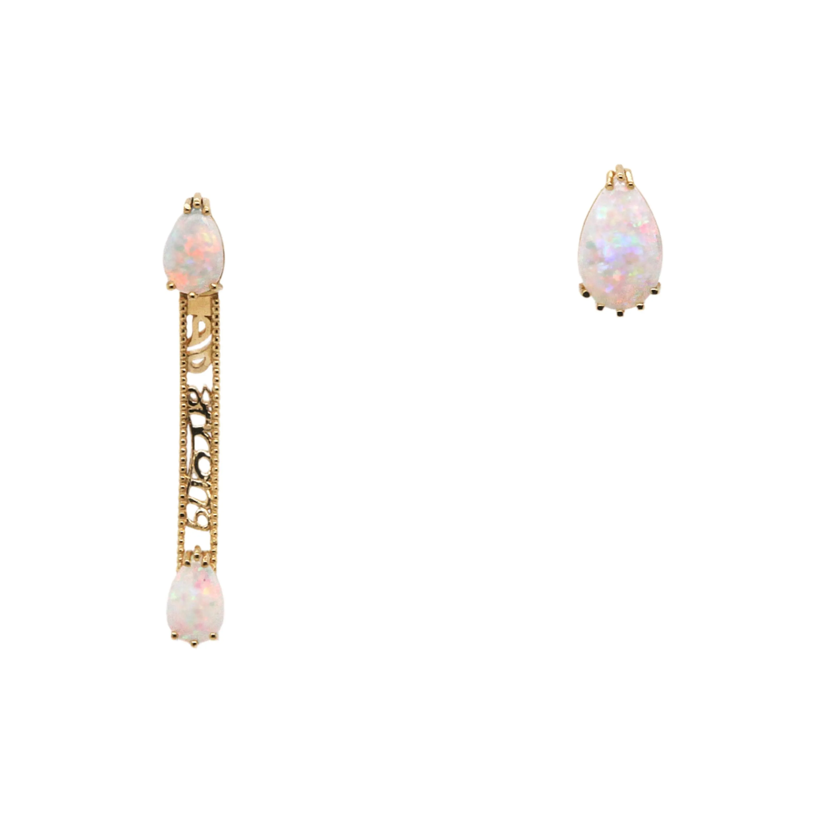 Strong Pair Asymmetrical Opal Earrings