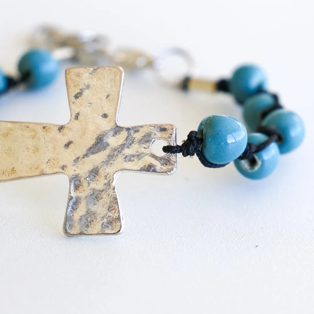 SwaziMUD™ Hammered Cross Bracelet