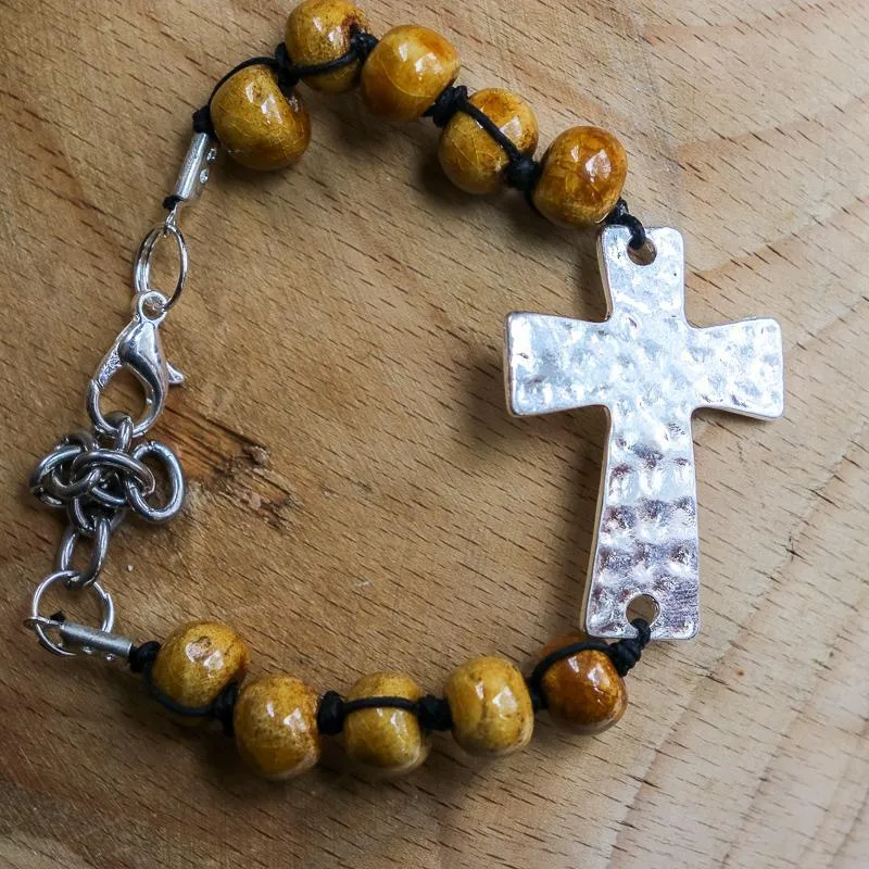 SwaziMUD™ Hammered Cross Bracelet