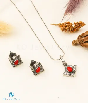 The Ayana Silver Kemp Pendant Set (Coral)