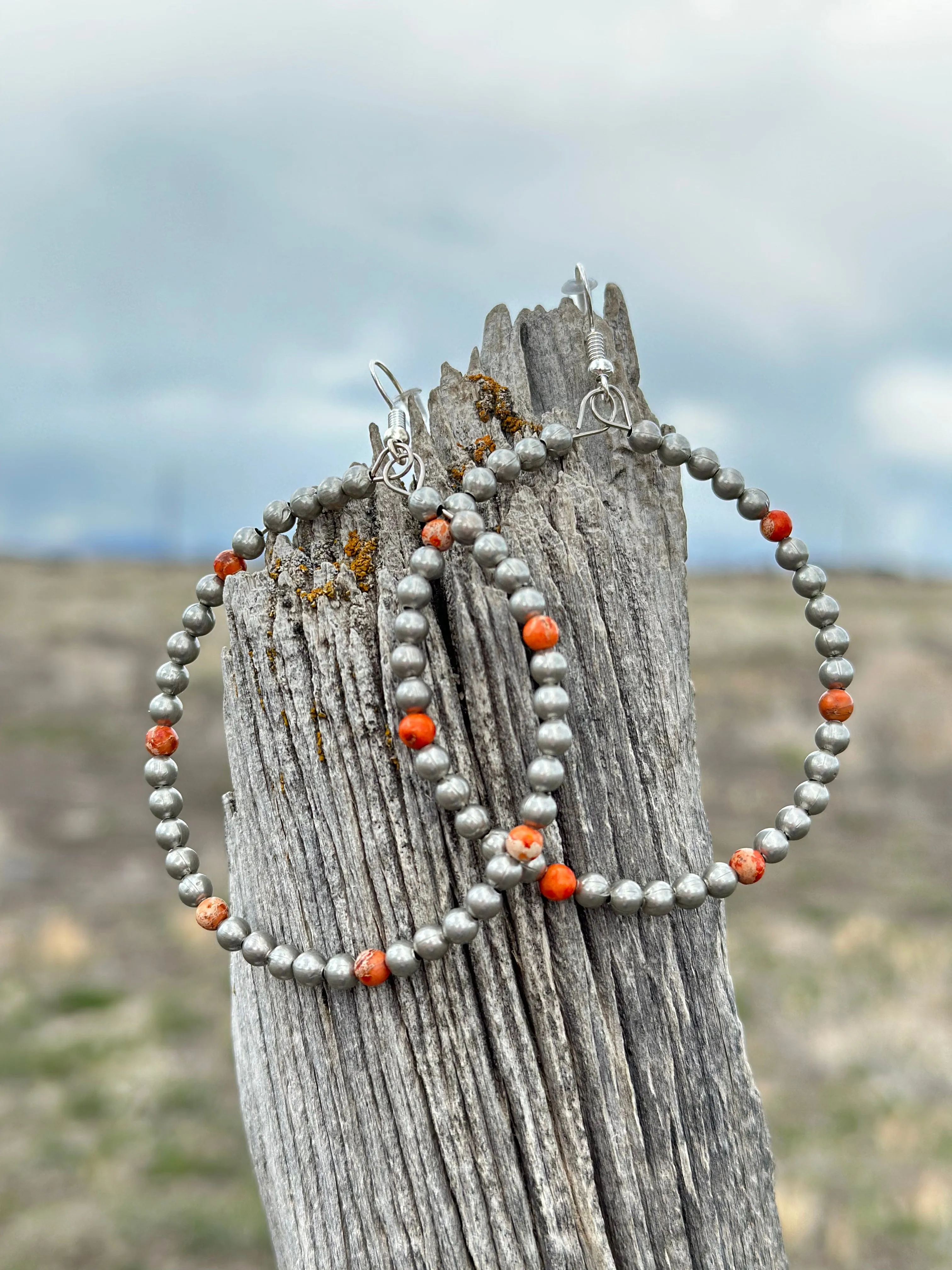 The Coral Navajo Pearl Hoop Bead Earring