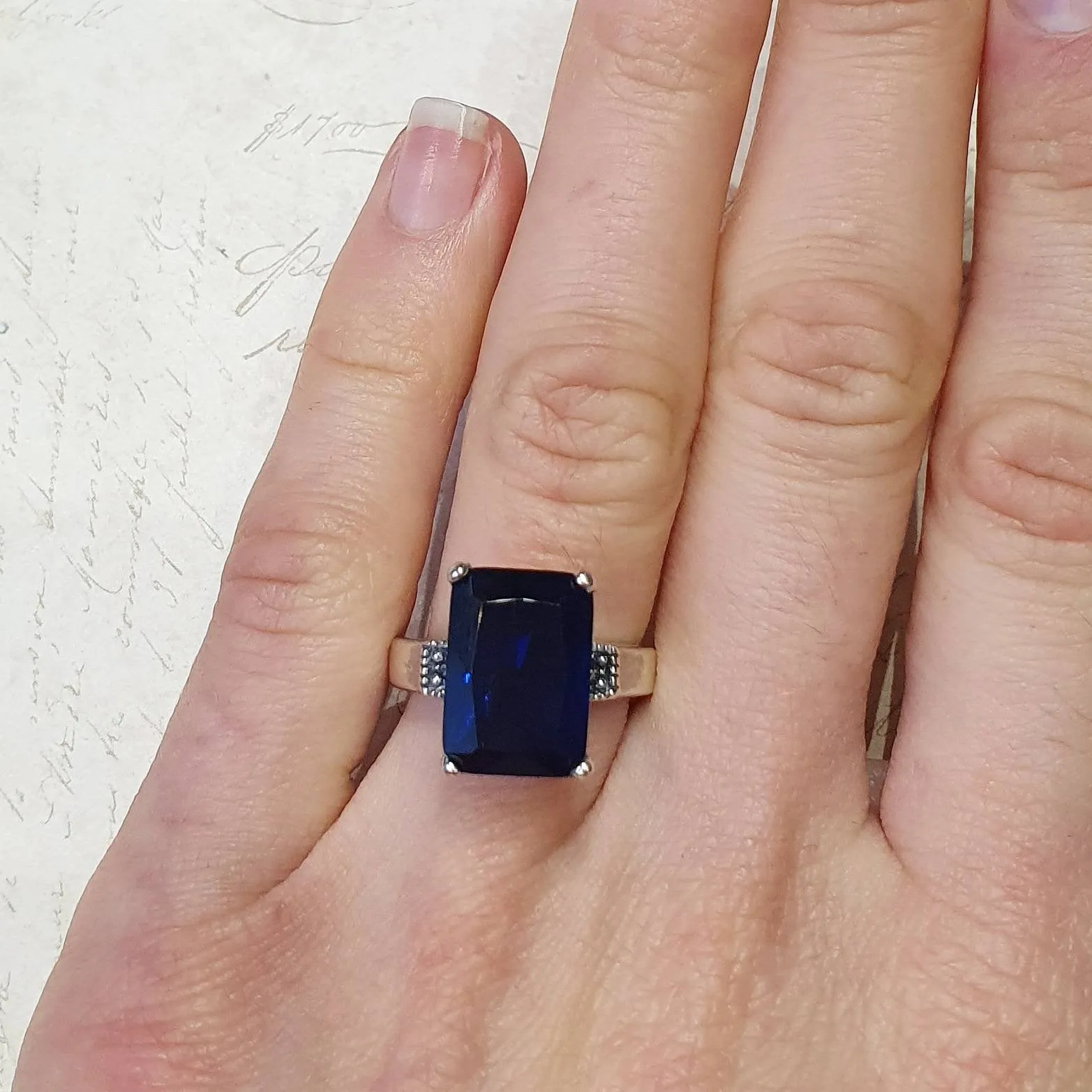 The Duchess Solitaire Ring in Sapphire Blue