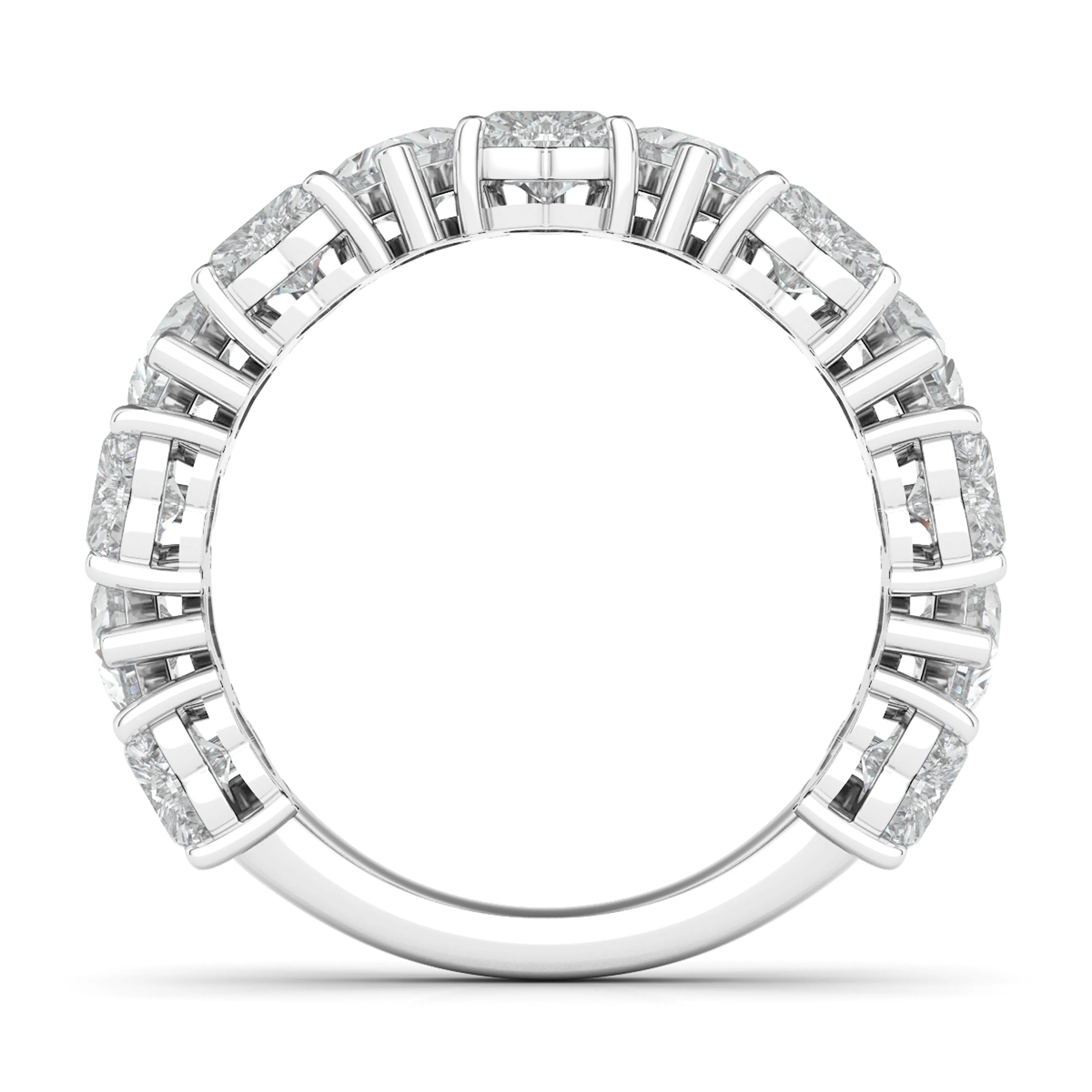 Three-Fourths Band Alternating Heart Diamond Ring