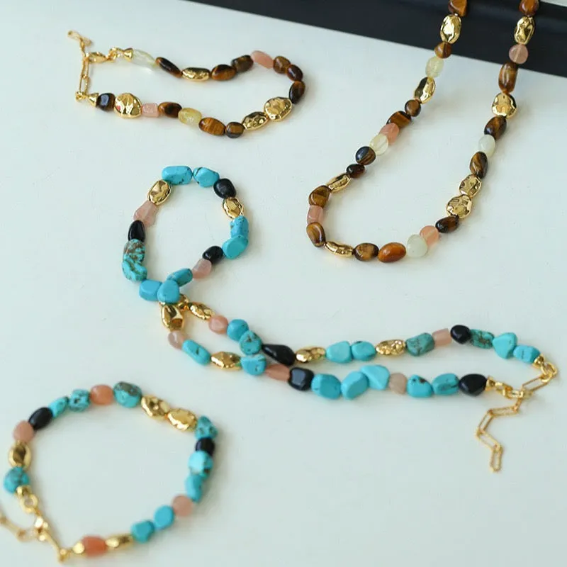 Tiger's Eye & Turquoise Necklace and Bracelet