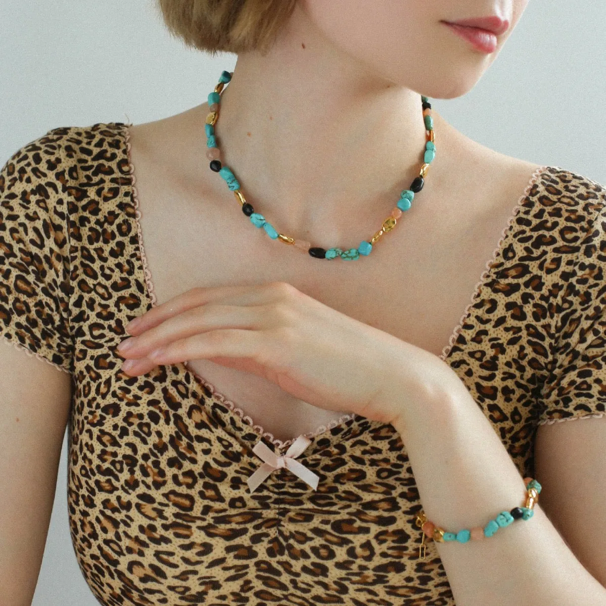 Tiger's Eye & Turquoise Necklace and Bracelet