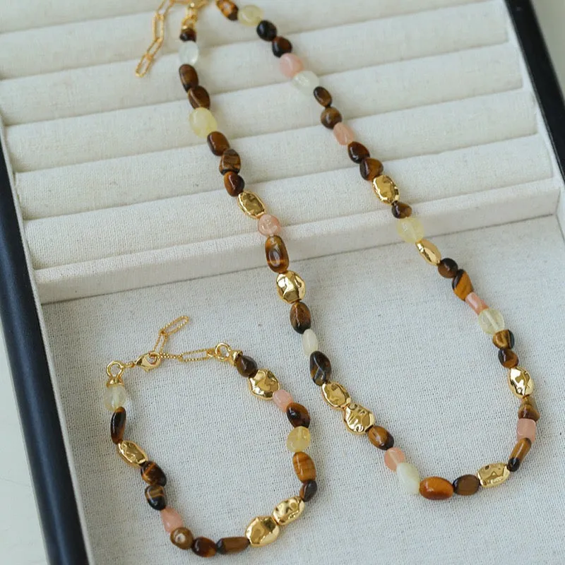 Tiger's Eye & Turquoise Necklace and Bracelet