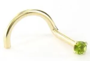 Tilum 20g Yellow Gold Peridot Jewel Nose Screw