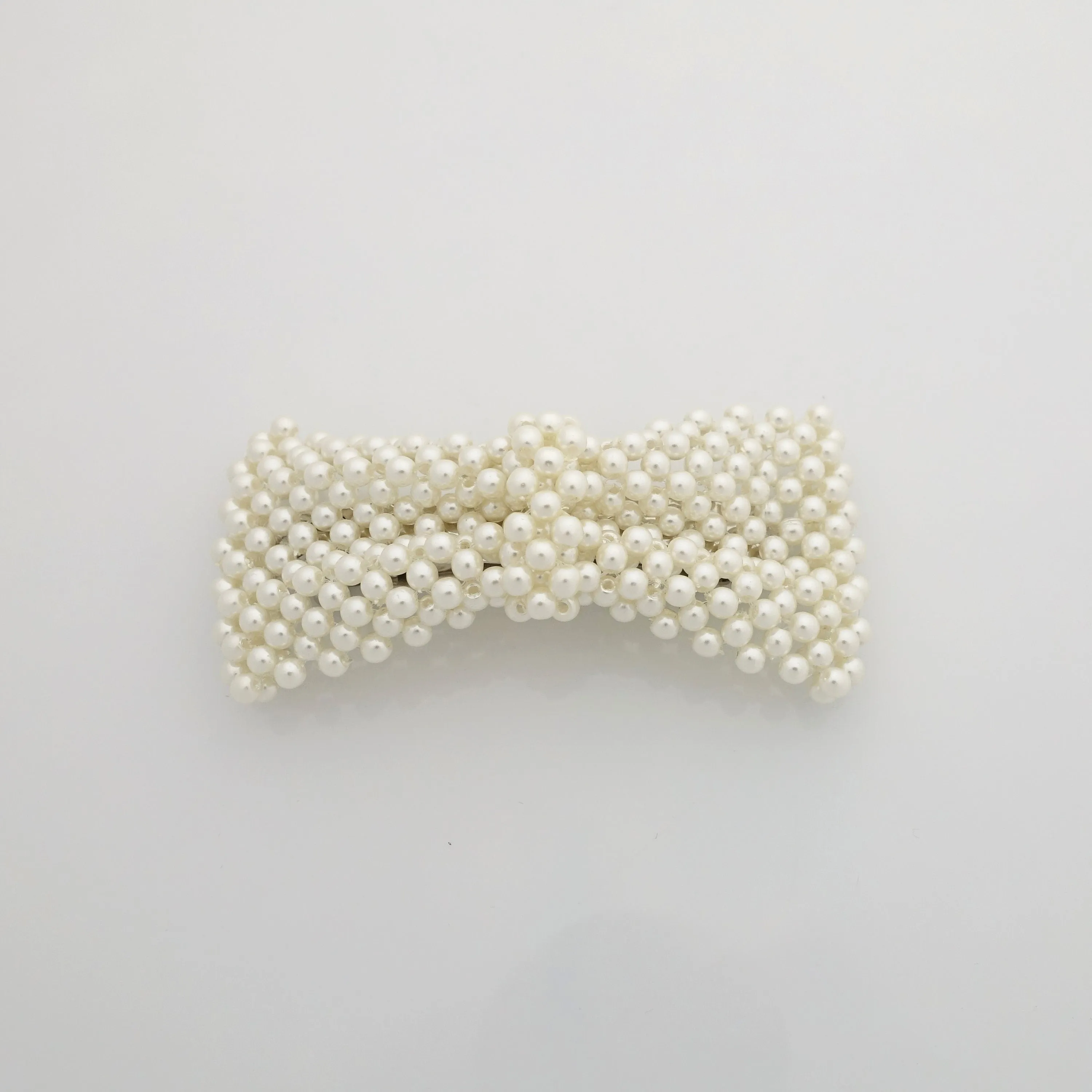 Tiny pearl ball beaded bow french hair barrette elegant women hair accessory