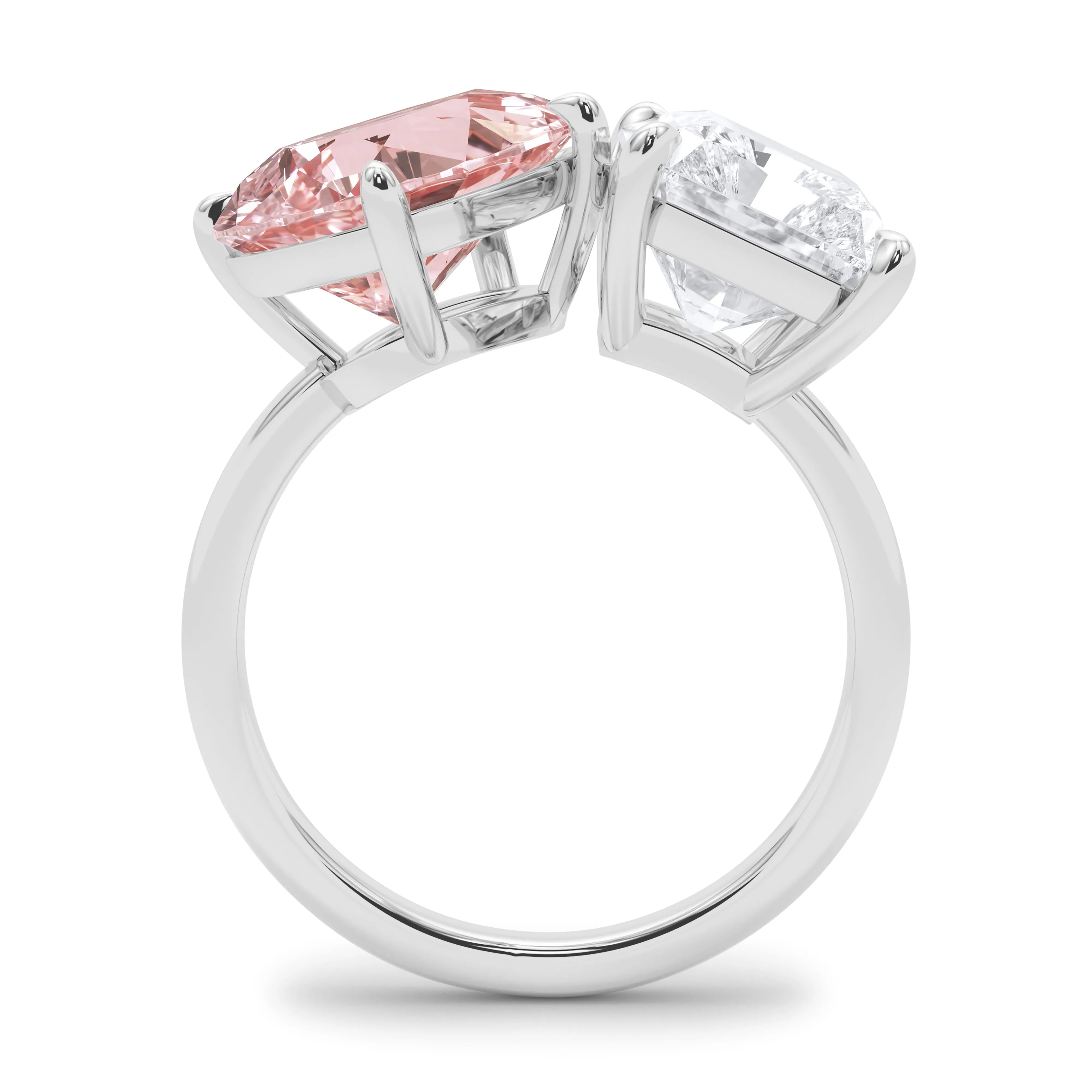 Toi Et Moi Pear And Radiant Pink And White Diamond Ring