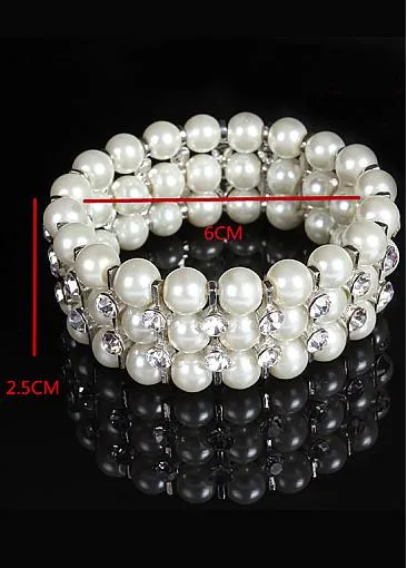 Trendy Bracelets With Rhinestones & Pearls Elegant Alloy