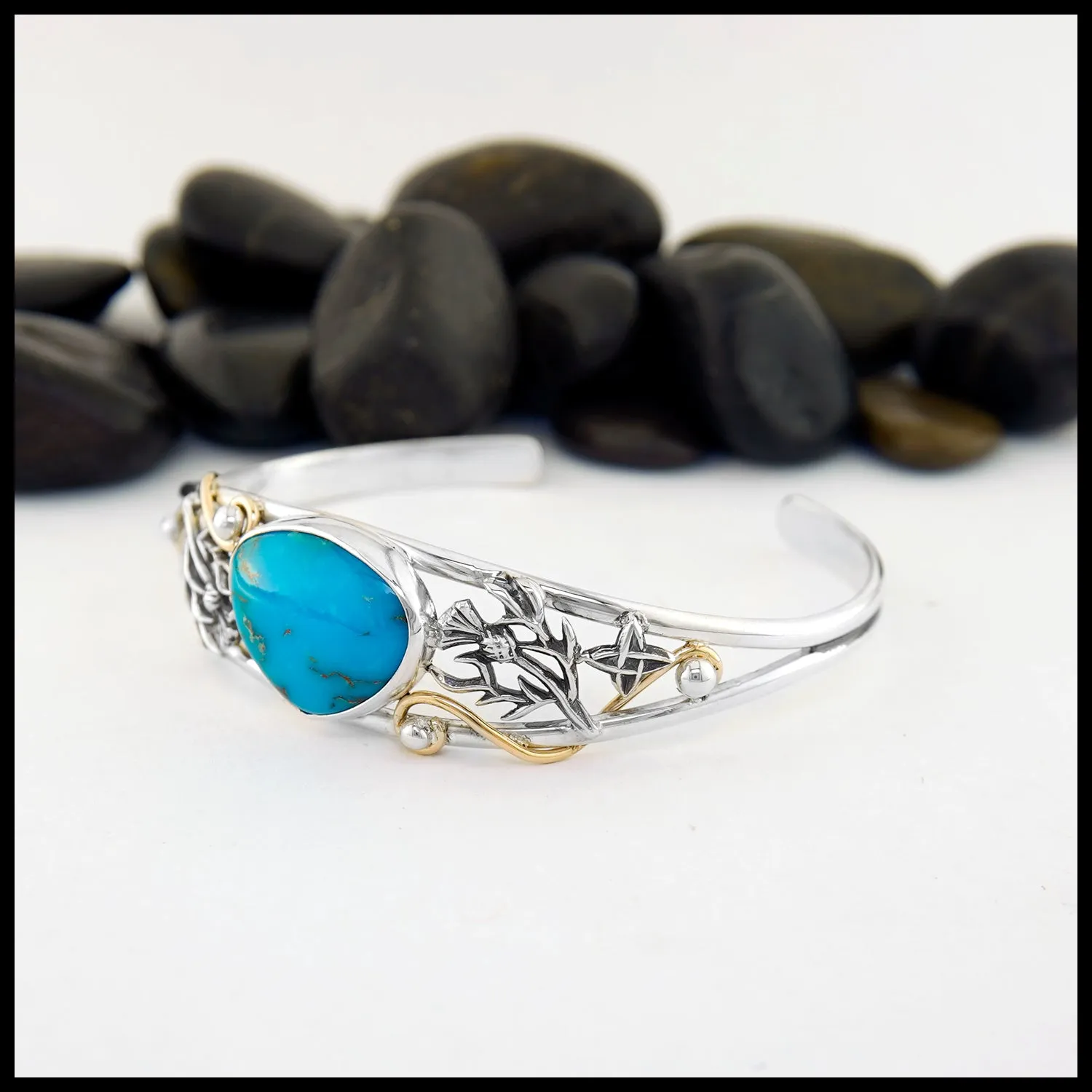 Turquoise Thistle Cuff Bracelet