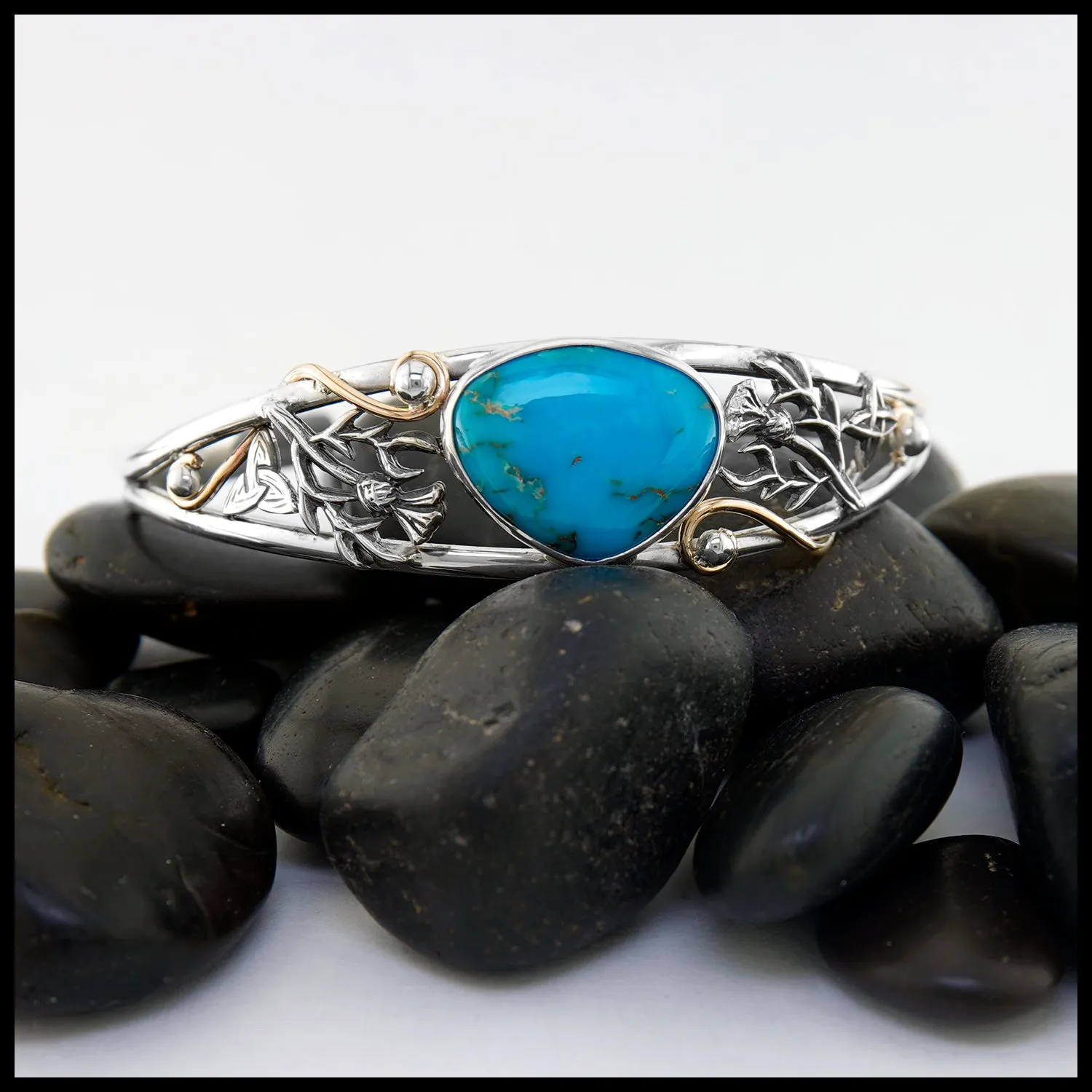 Turquoise Thistle Cuff Bracelet