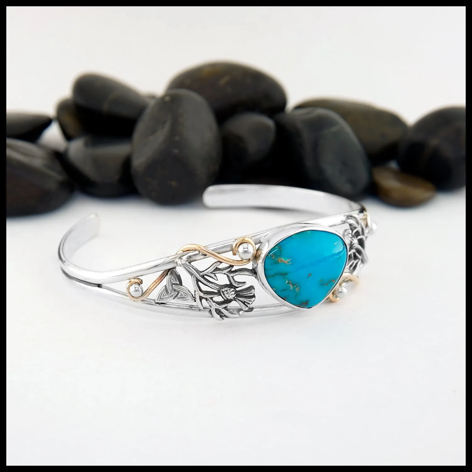 Turquoise Thistle Cuff Bracelet