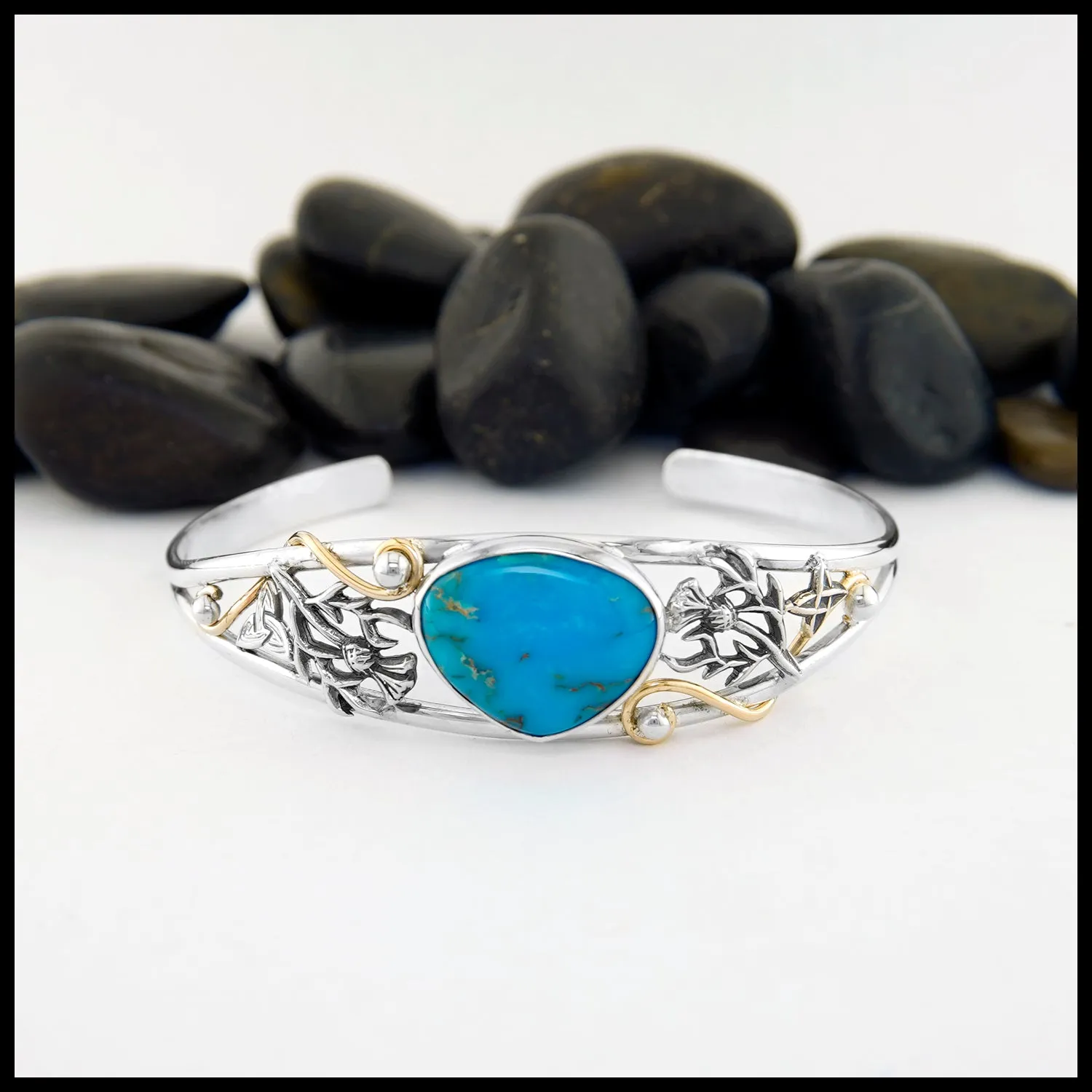 Turquoise Thistle Cuff Bracelet