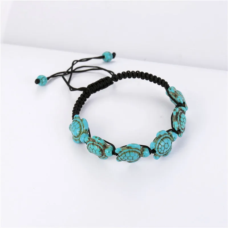 Turquoise Turtle Bracelet with Adjustable Size