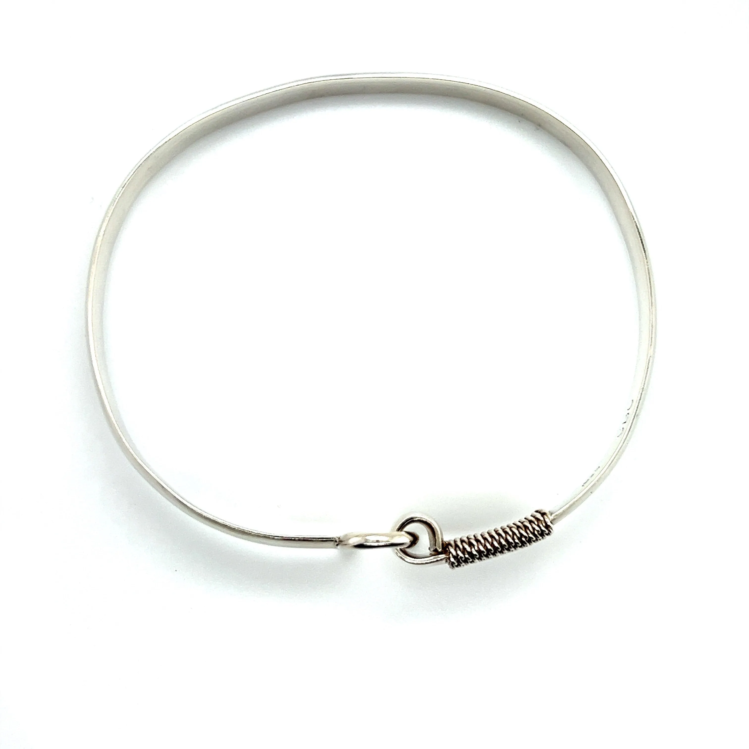 U Flat 6mm Bangle Bracelet with U-Hook Clasp in Sterling Silver