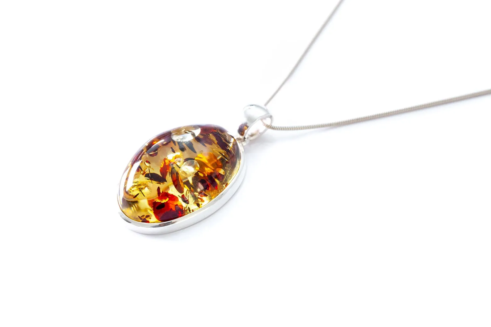 Unique Oval Citrus Amber Pendant