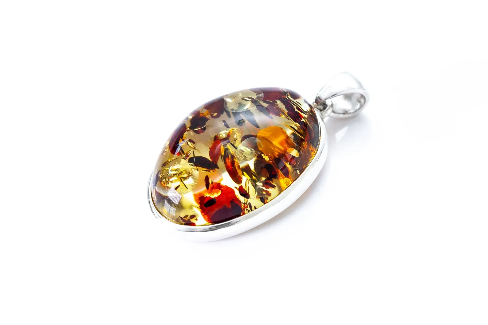 Unique Oval Citrus Amber Pendant