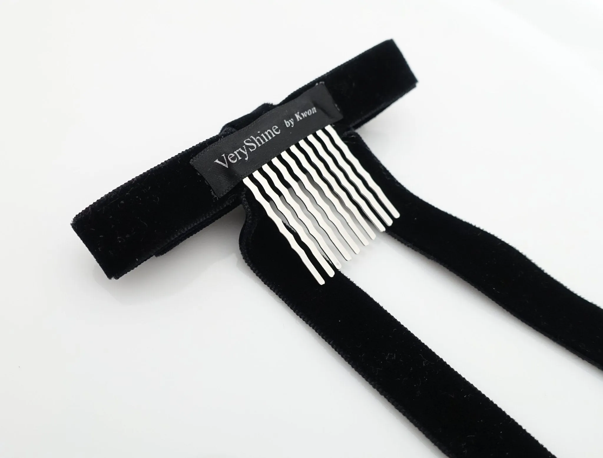 Velvet bow french barrette comb hair elastic stylish black velvet hair accessory for women