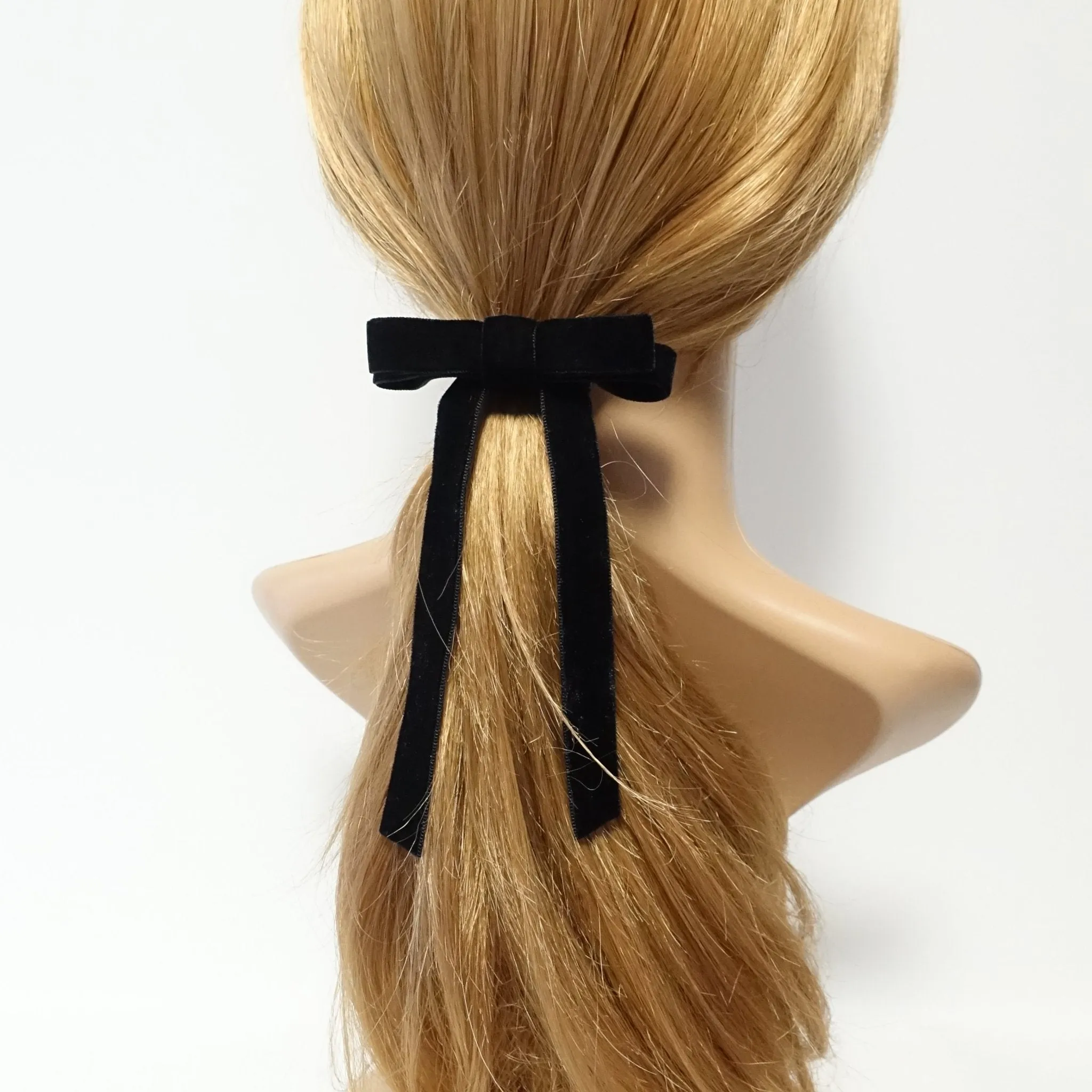 Velvet bow french barrette comb hair elastic stylish black velvet hair accessory for women