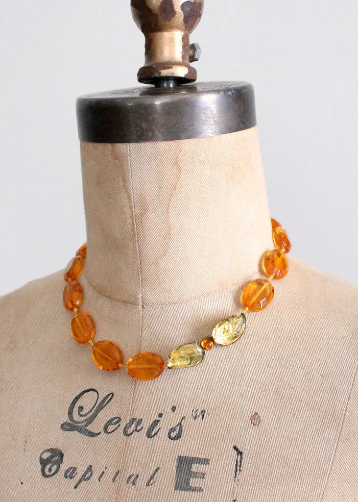 Vintage 1930s Amber Glass Necklace