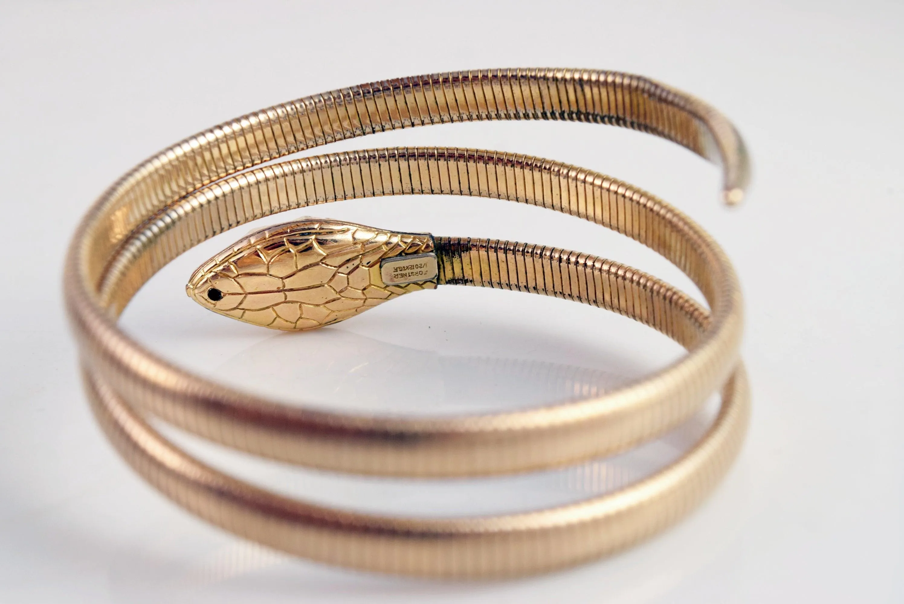 Vintage Double Coil Gold Filled Forstner Snake Bracelet