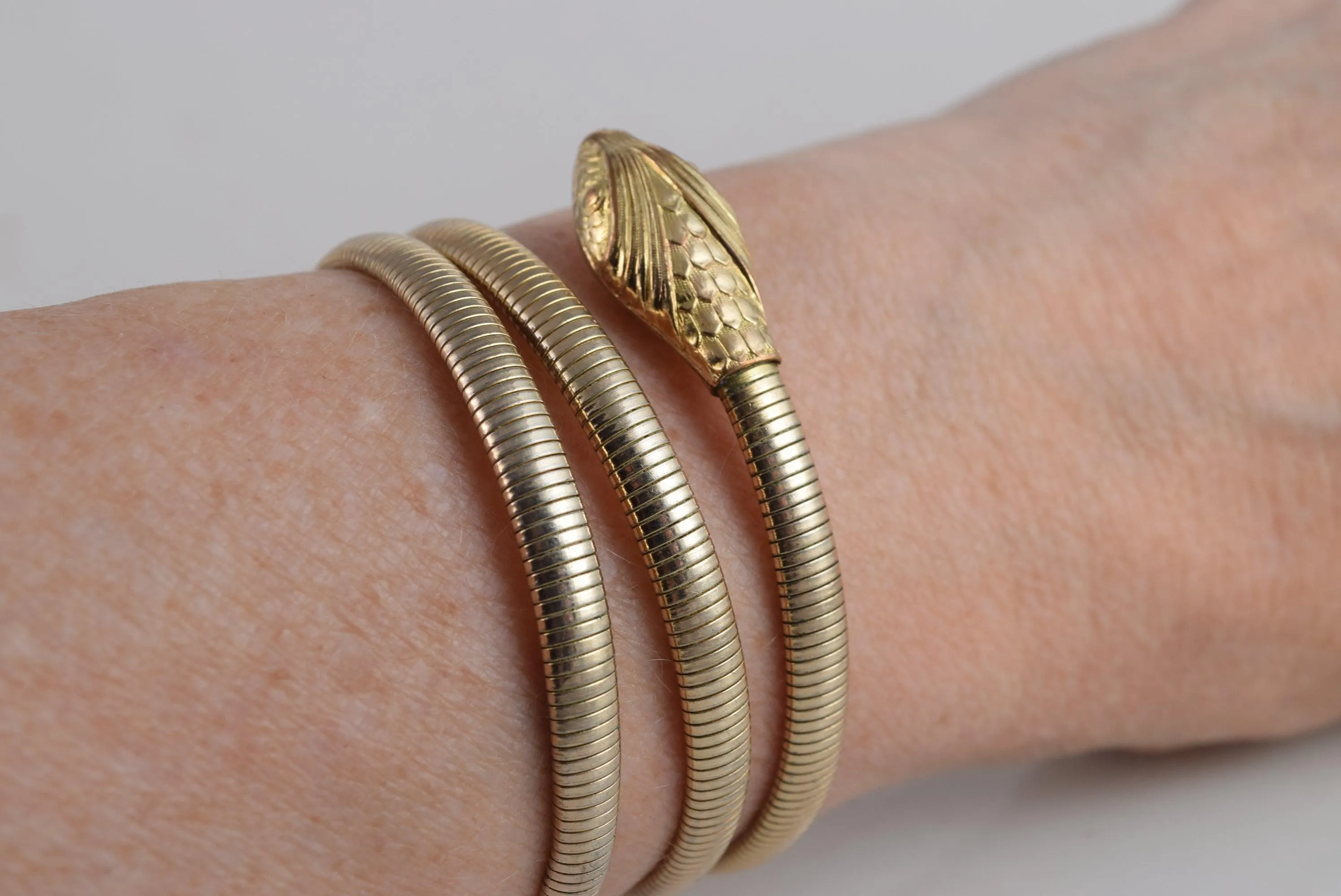 Vintage Double Coil Gold Filled Forstner Snake Bracelet