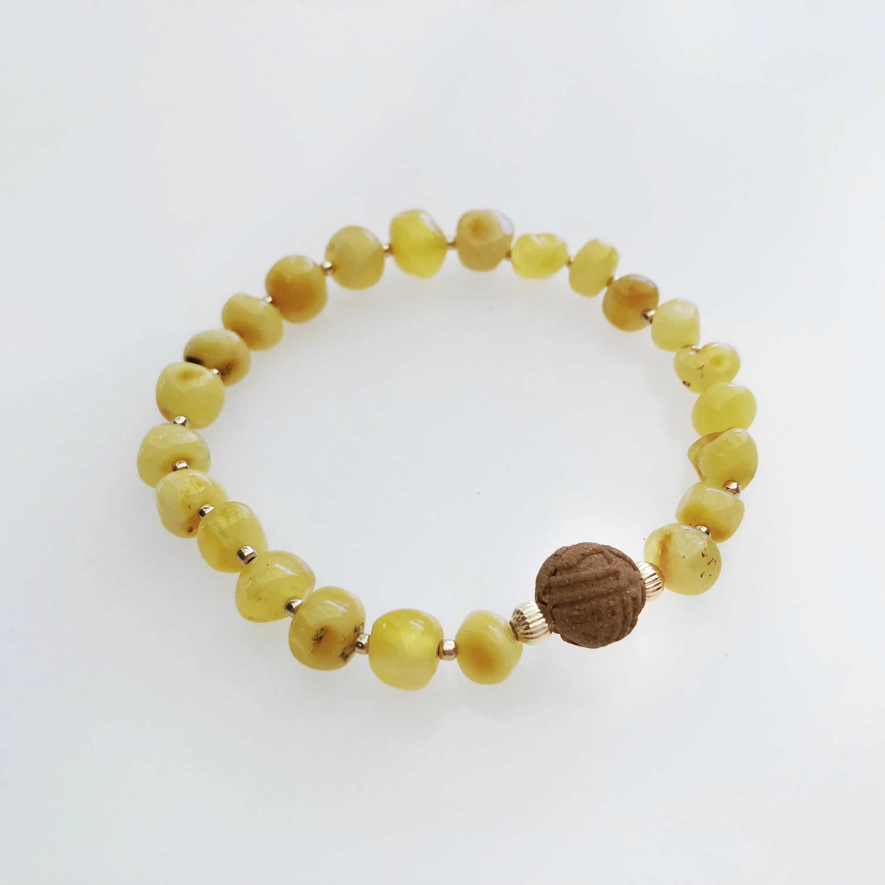 Vintage Style 8mm Irregular Amber Herbal Bracelet