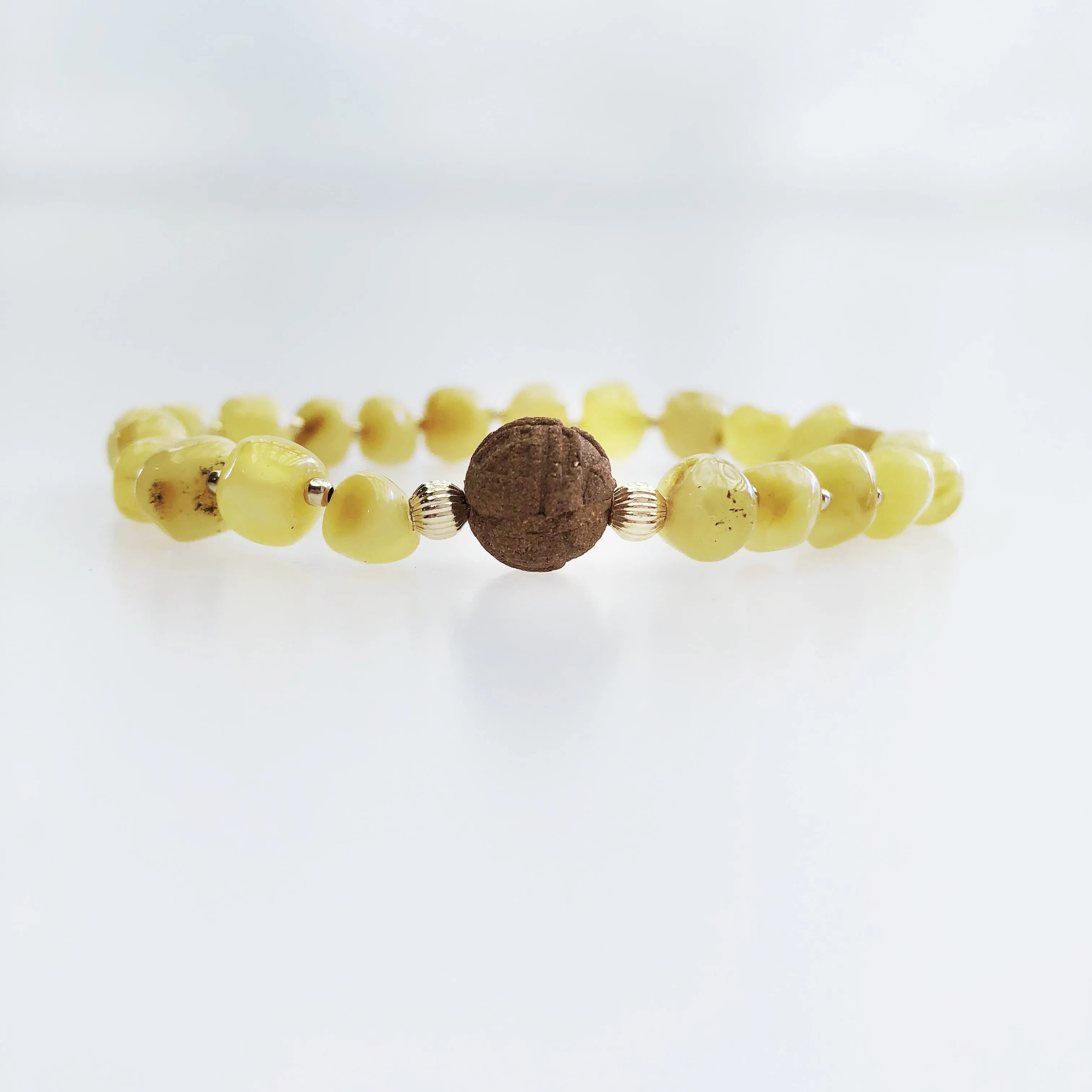 Vintage Style 8mm Irregular Amber Herbal Bracelet