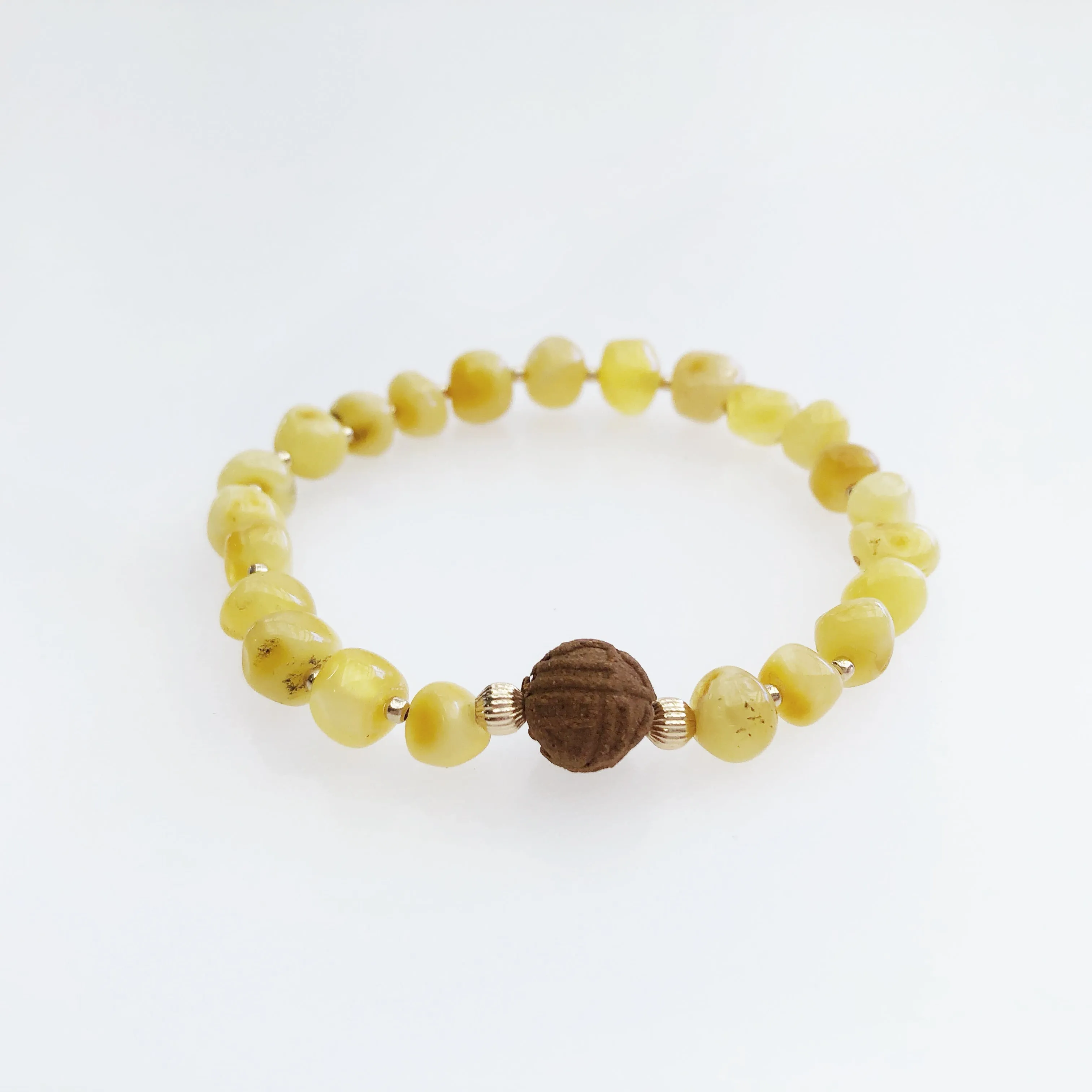 Vintage Style 8mm Irregular Amber Herbal Bracelet