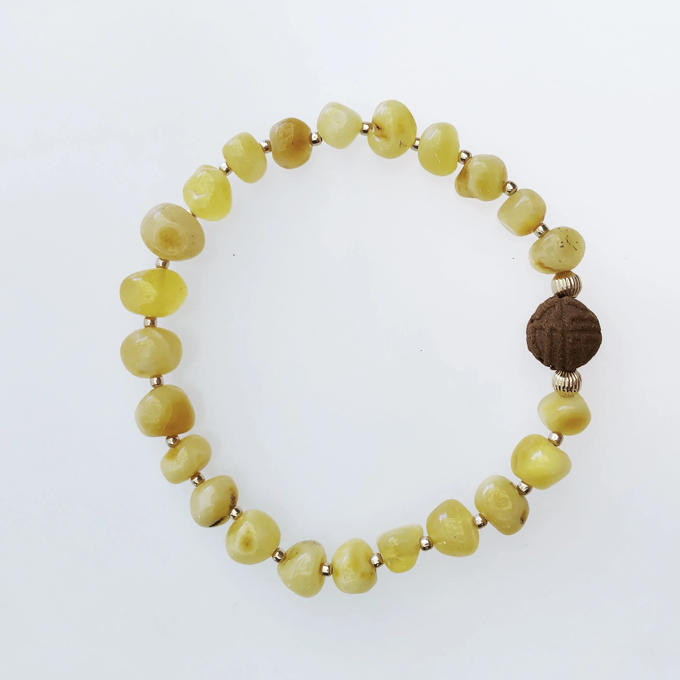 Vintage Style 8mm Irregular Amber Herbal Bracelet