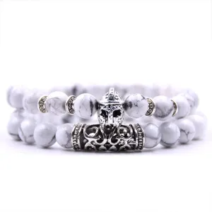 Volcanic Stone Tiger Eye DIY Bracelet Natural Stone Bracelet Set Alloy Helmet Combination Bracelet