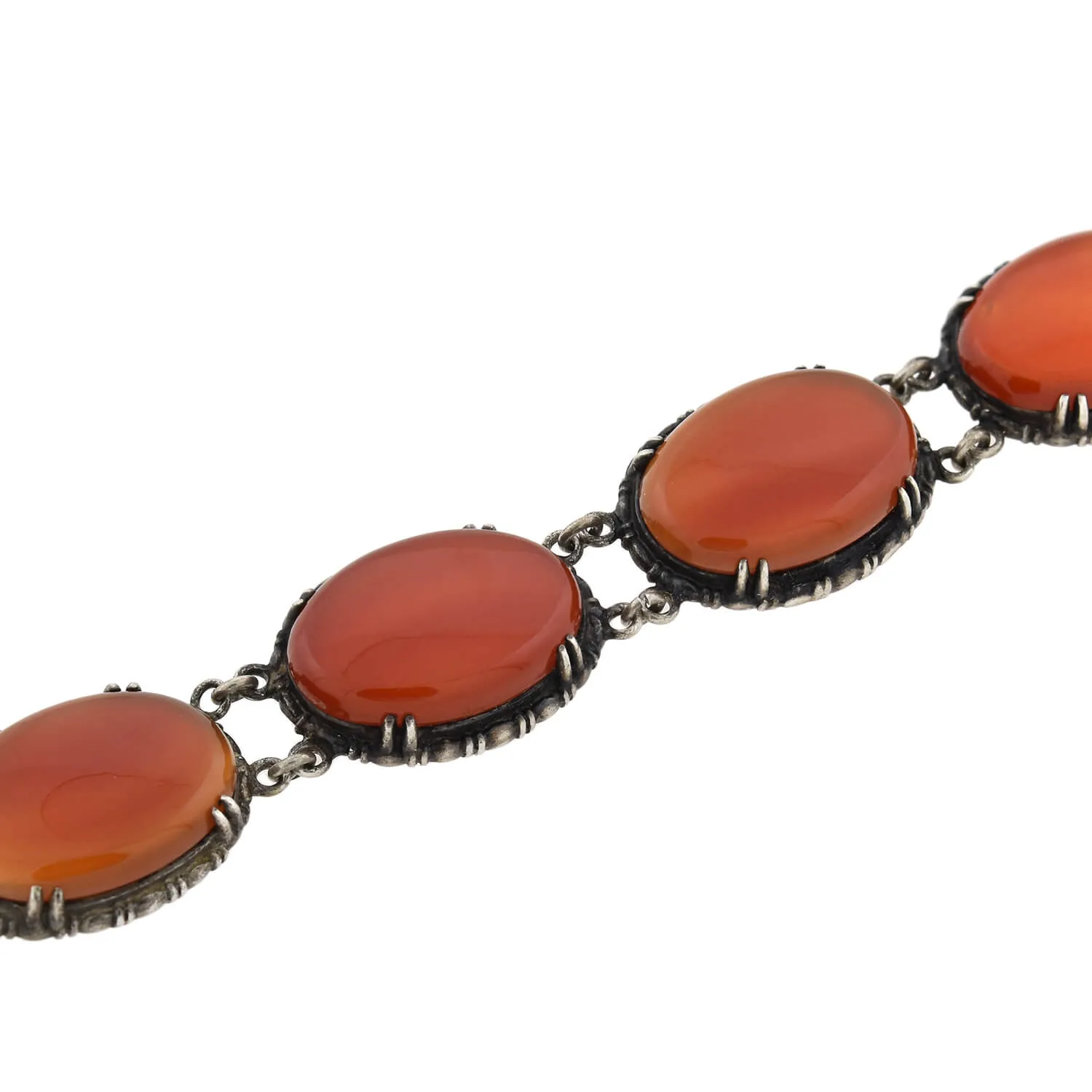 WACHENHEIMER Art Deco Sterling Carnelian Link Bracelet