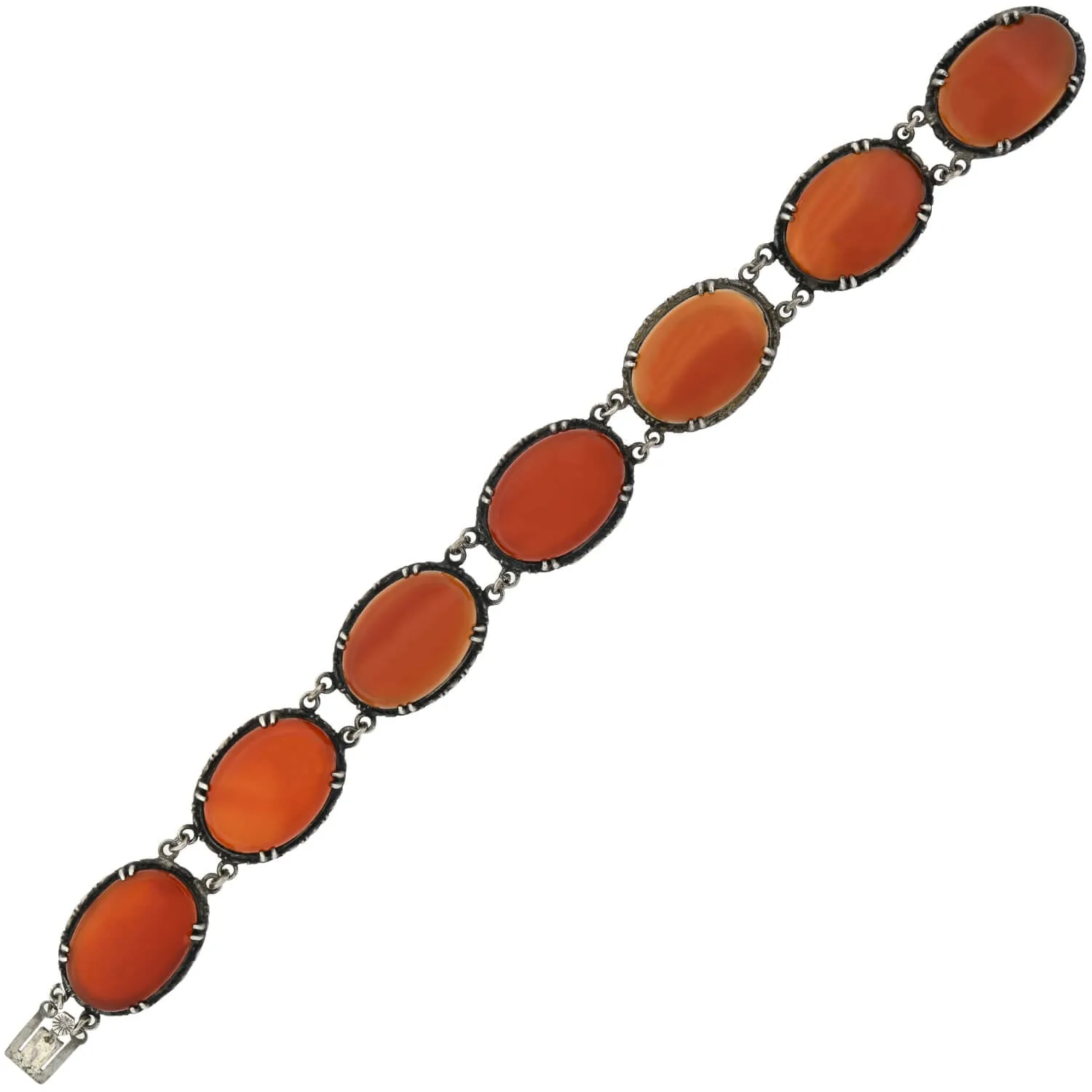 WACHENHEIMER Art Deco Sterling Carnelian Link Bracelet