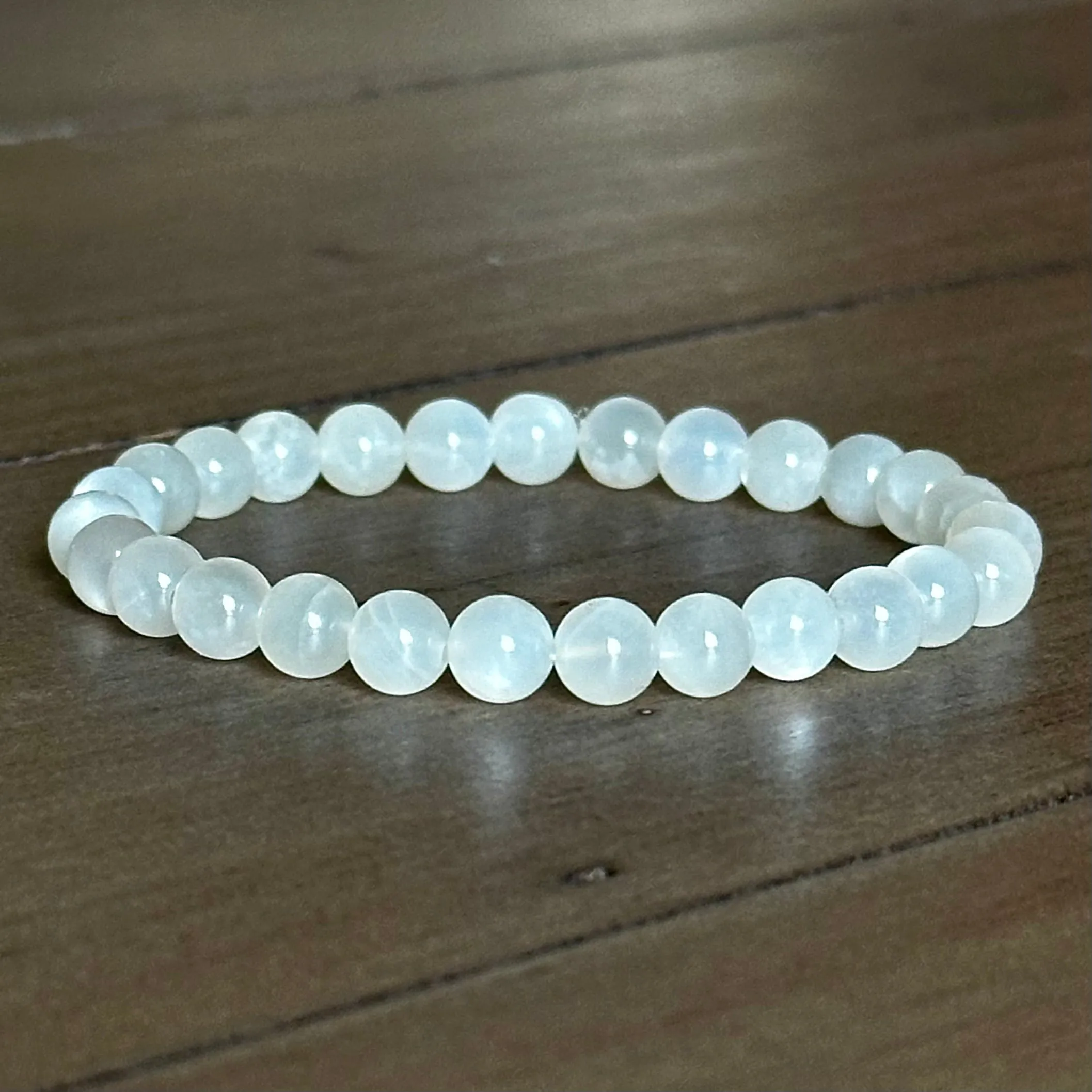 White Moonstone Single Stone Stretchy Stacker