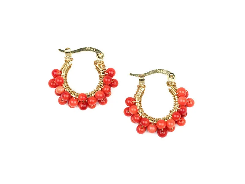 Wired Corals Hoops - Red