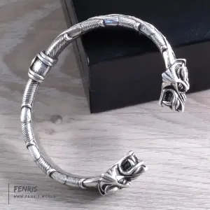 Wolf Bracelet Torc Silver Knot Work Norse Viking Style