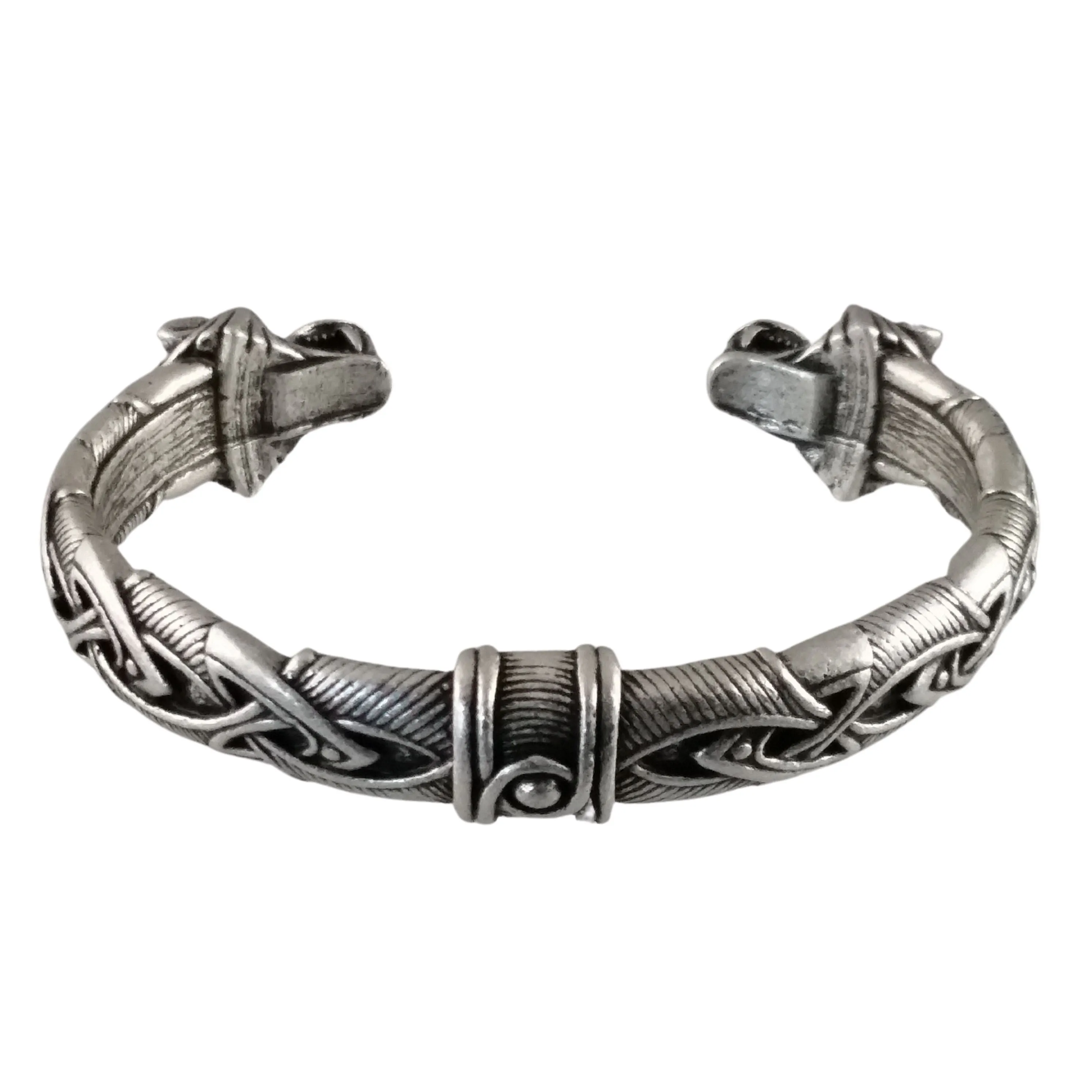 Wolf Bracelet Torc Silver Knot Work Norse Viking Style