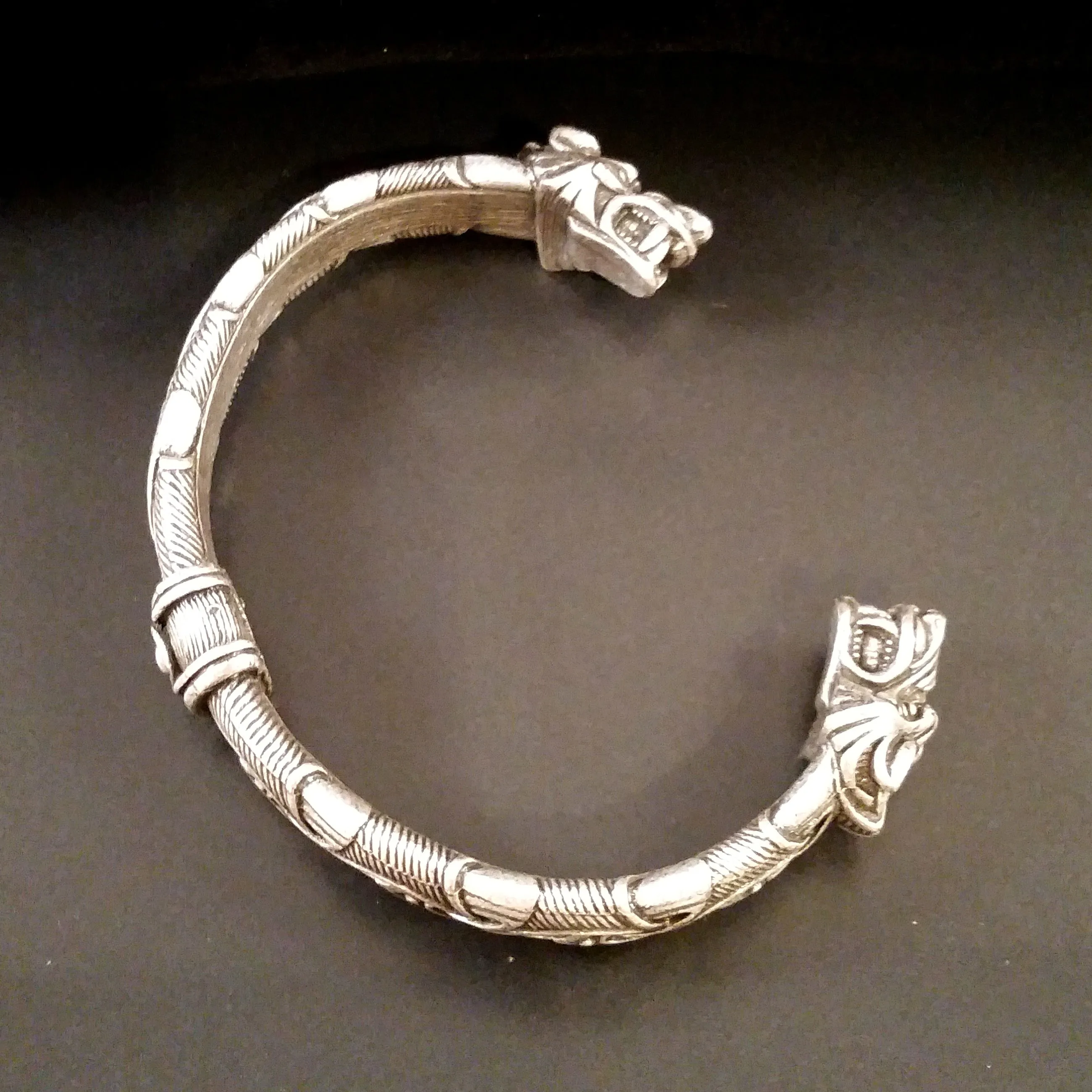 Wolf Bracelet Torc Silver Knot Work Norse Viking Style