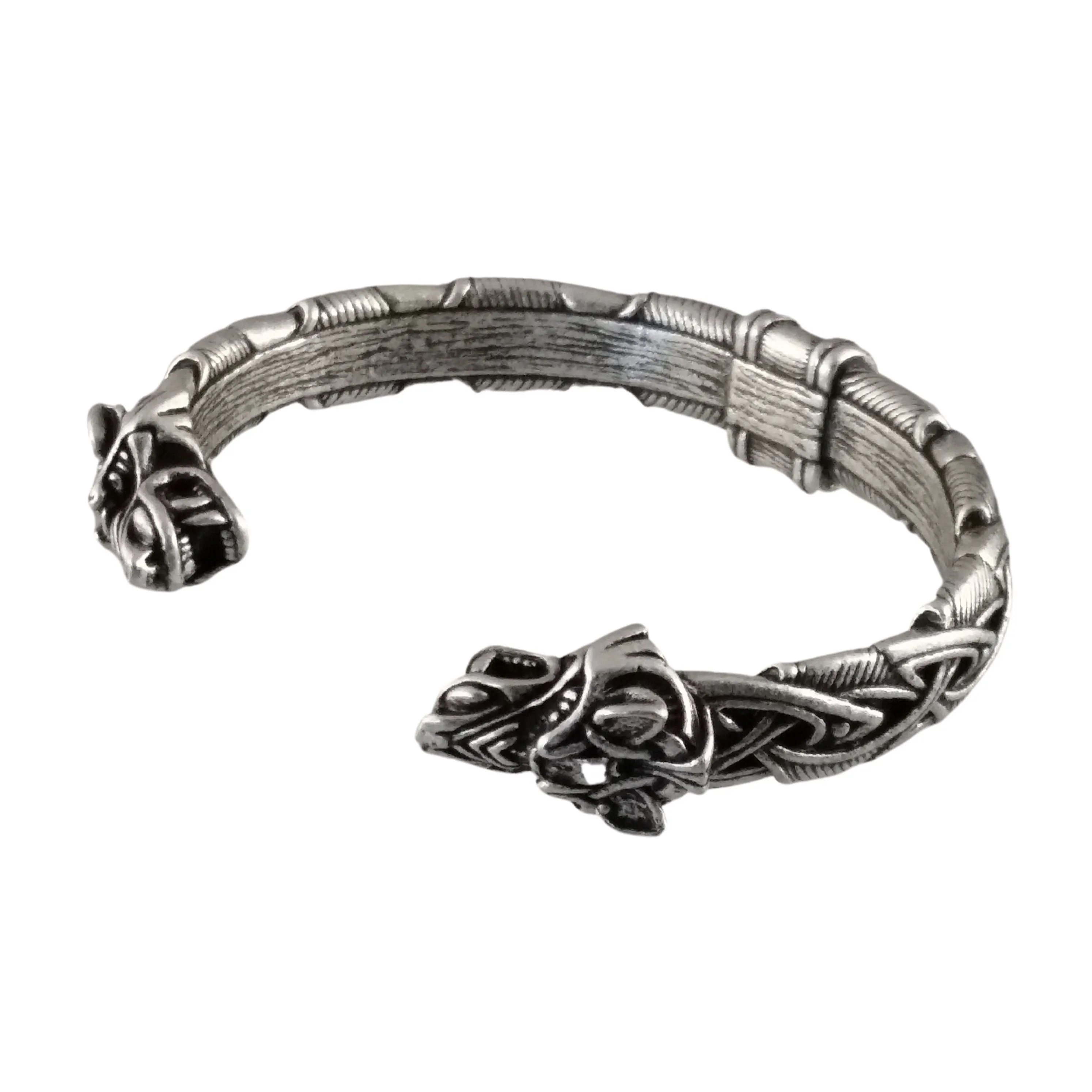 Wolf Bracelet Torc Silver Knot Work Norse Viking Style