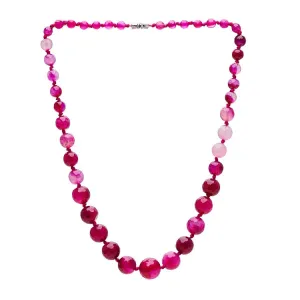 Women's 6-16mm Pink Agate Gemstone Beaded Necklace