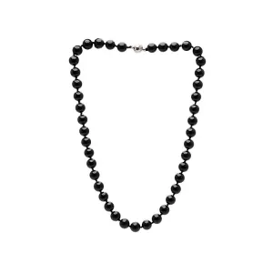 Women's Handmade Gemstone Beaded Necklace 10mm Black Agate